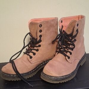 Women's Pink Lace-Up Boots